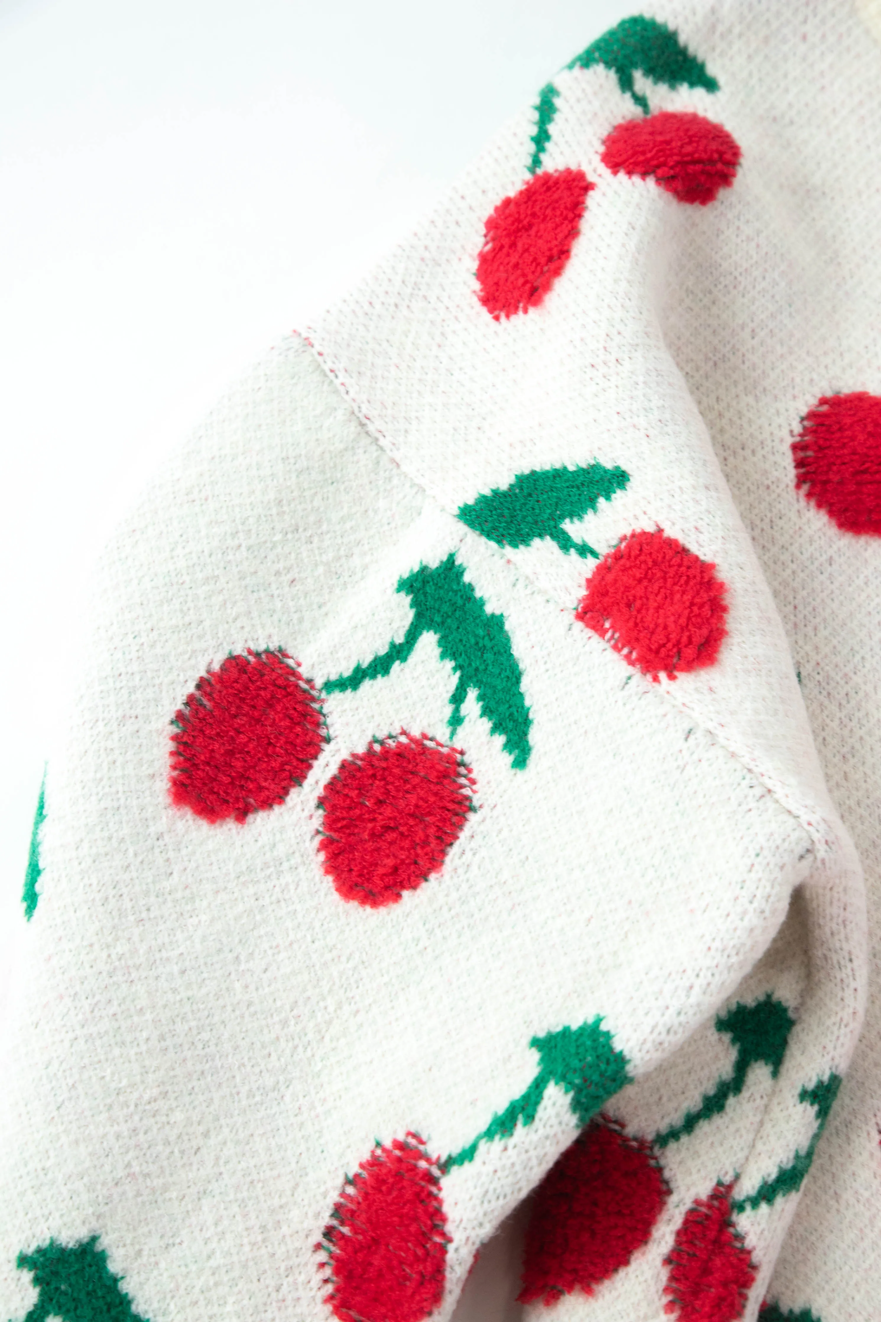 Quinn Cherry Knit Sweater, Ivory