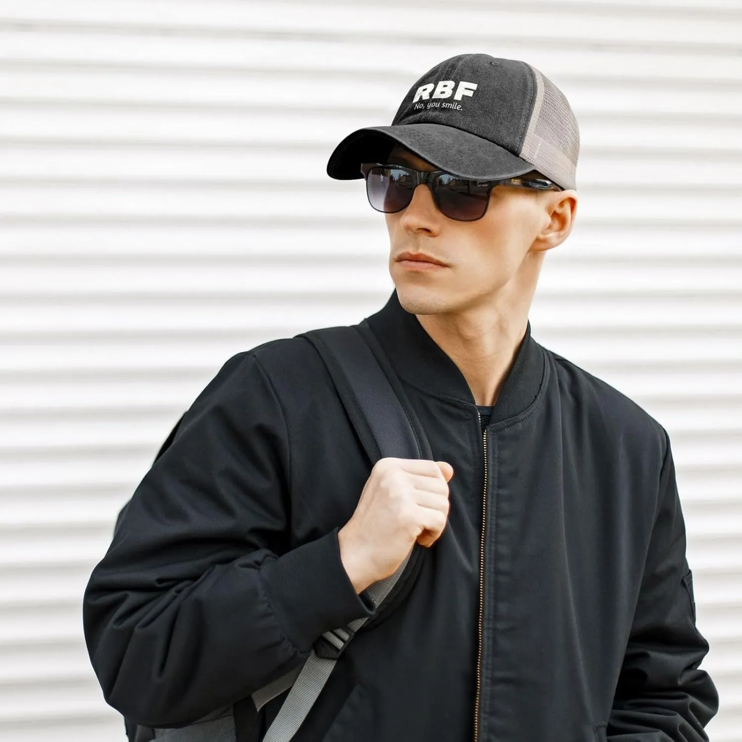 RBF No, You Smile Sun Hat Snapback Mesh Baseball Cap Retro Wased Trucker Dad Hat Breathable