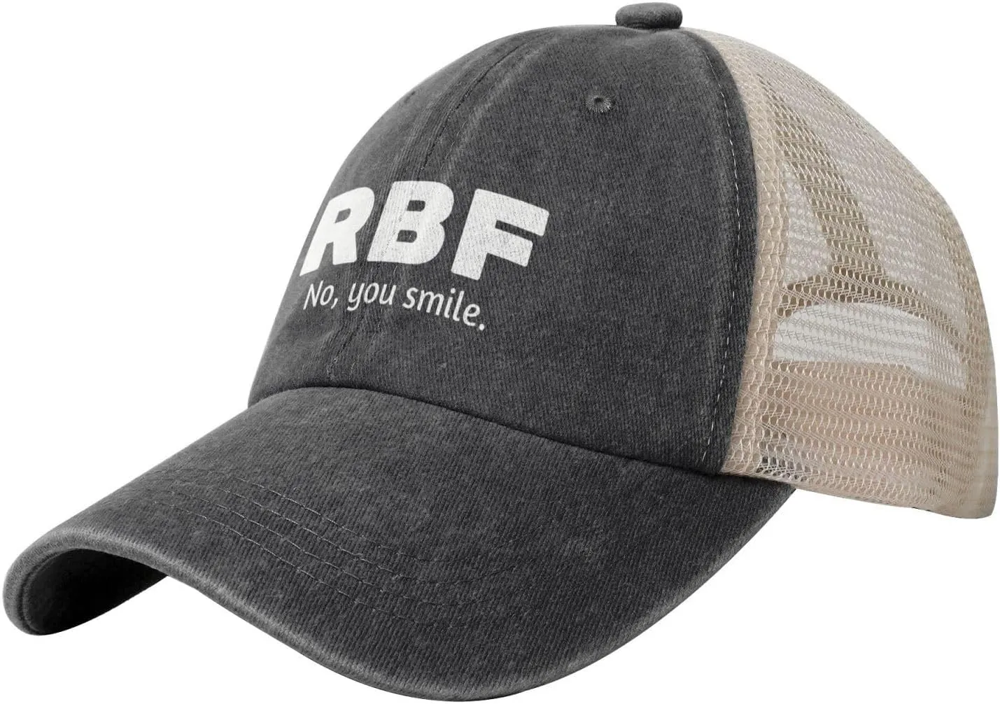 RBF No, You Smile Sun Hat Snapback Mesh Baseball Cap Retro Wased Trucker Dad Hat Breathable