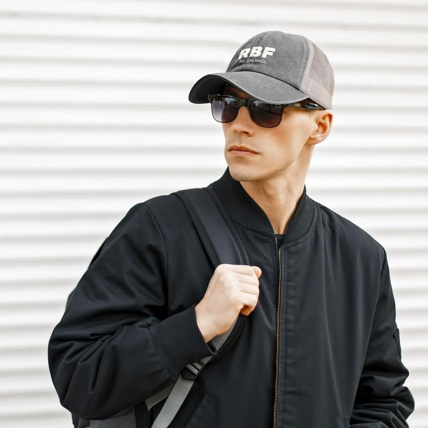 RBF No, You Smile Sun Hat Snapback Mesh Baseball Cap Retro Wased Trucker Dad Hat Breathable