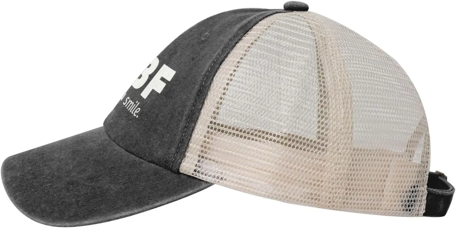 RBF No, You Smile Sun Hat Snapback Mesh Baseball Cap Retro Wased Trucker Dad Hat Breathable