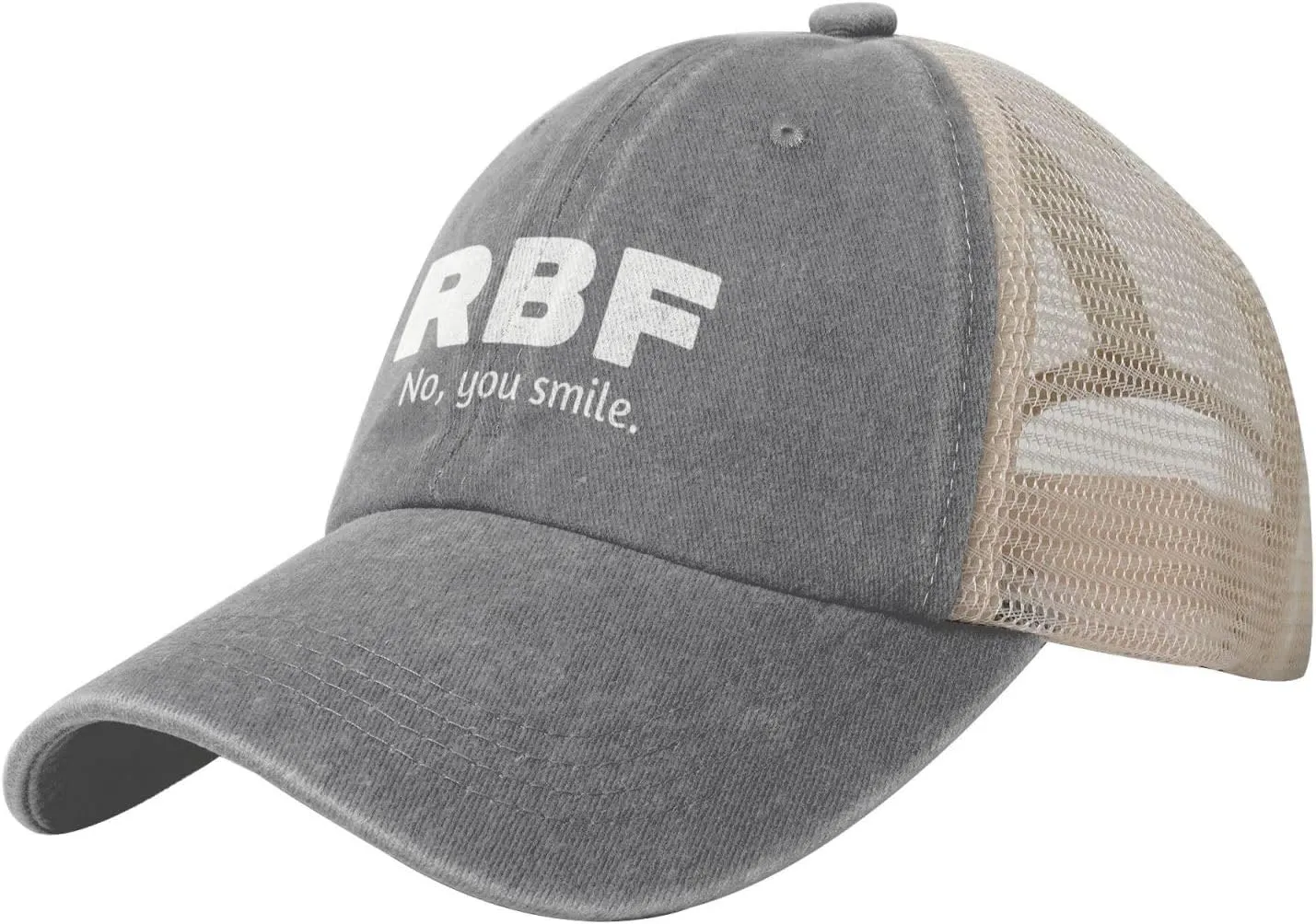 RBF No, You Smile Sun Hat Snapback Mesh Baseball Cap Retro Wased Trucker Dad Hat Breathable