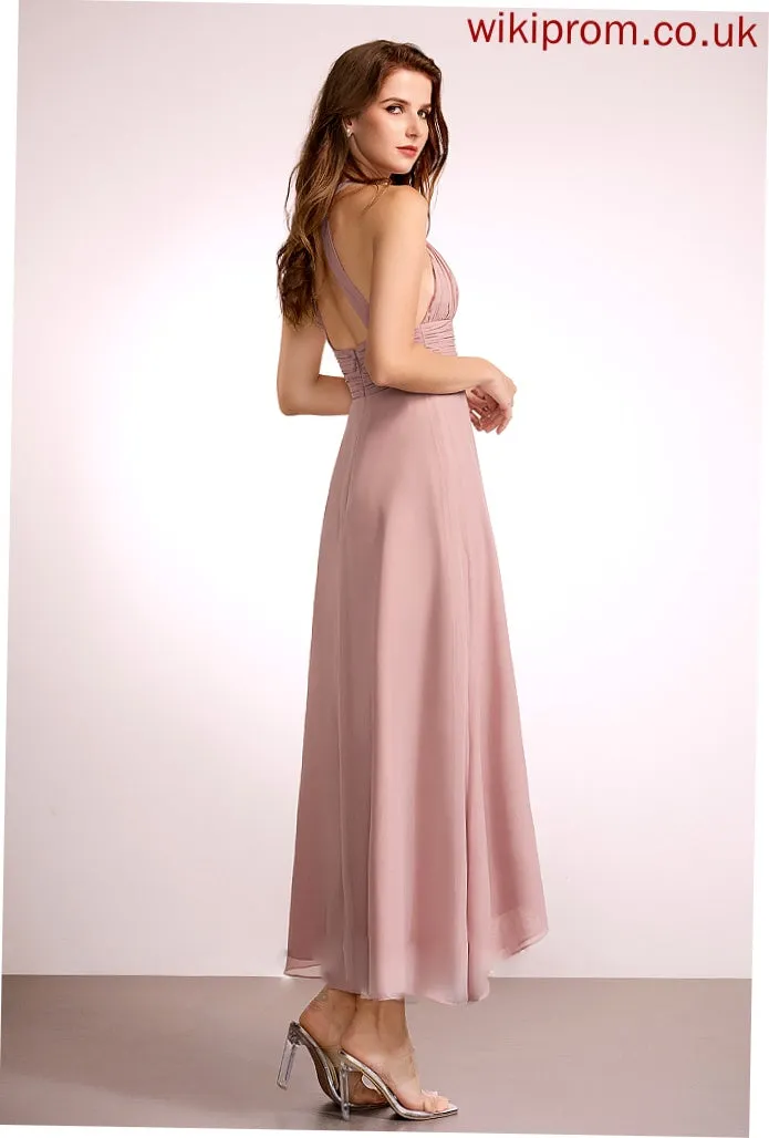 V-neck Neckline SplitFront Fabric A-Line Asymmetrical Silhouette Length Embellishment Jaliyah Scoop Natural Waist Bridesmaid Dresses