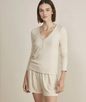 Vineyard Vines W LS Dreamcloth Waffle Henley OATMEAL