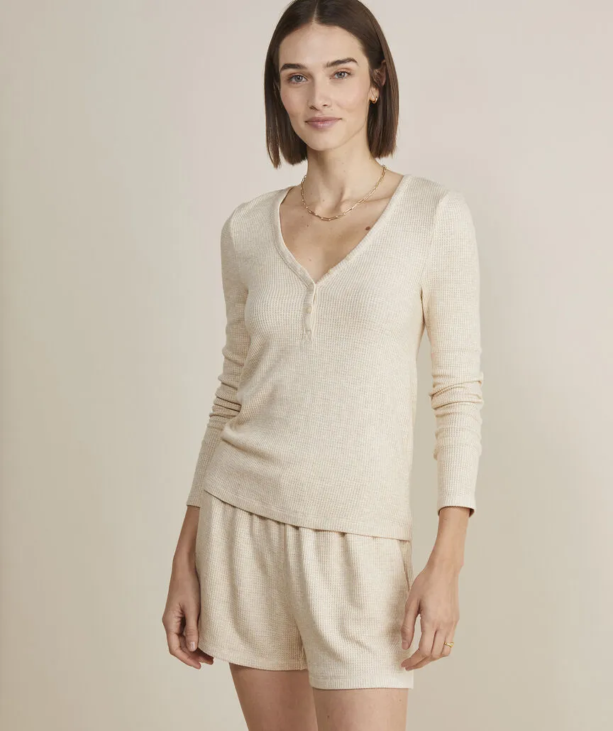 Vineyard Vines W LS Dreamcloth Waffle Henley OATMEAL