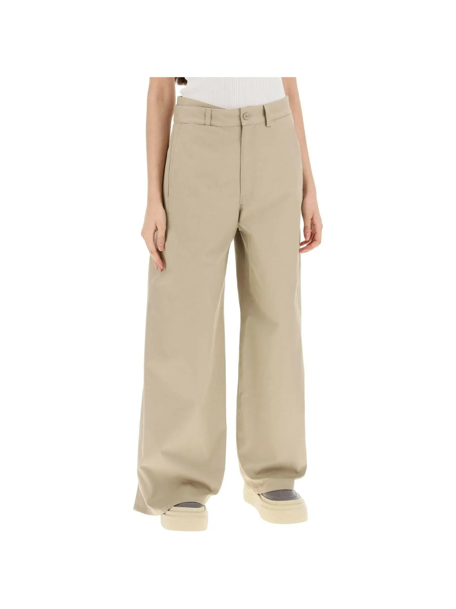 Wide-Leg Gabardine Trousers