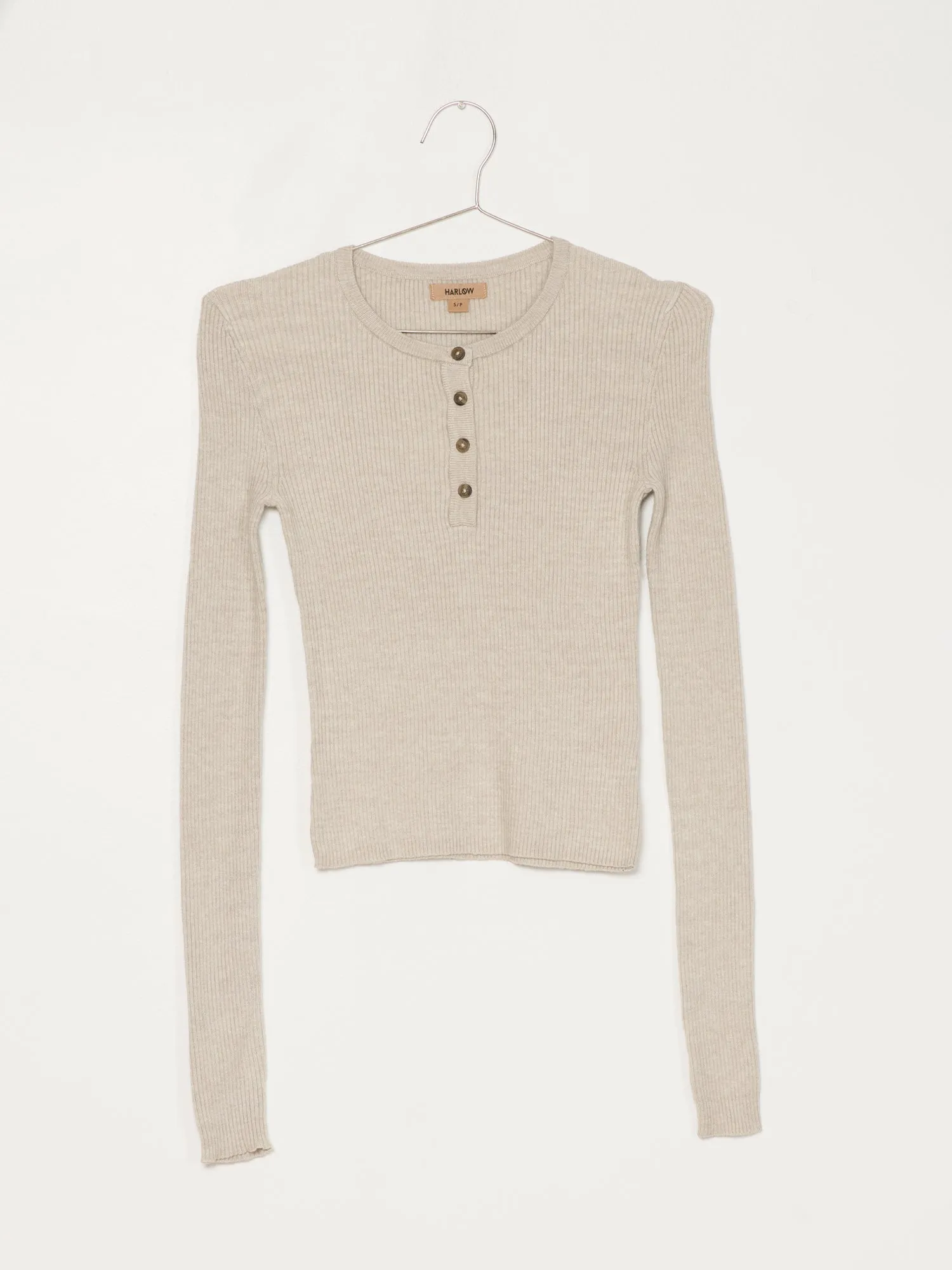 WOMENS CICI HENLEY - OATMEAL - CLEARANCE