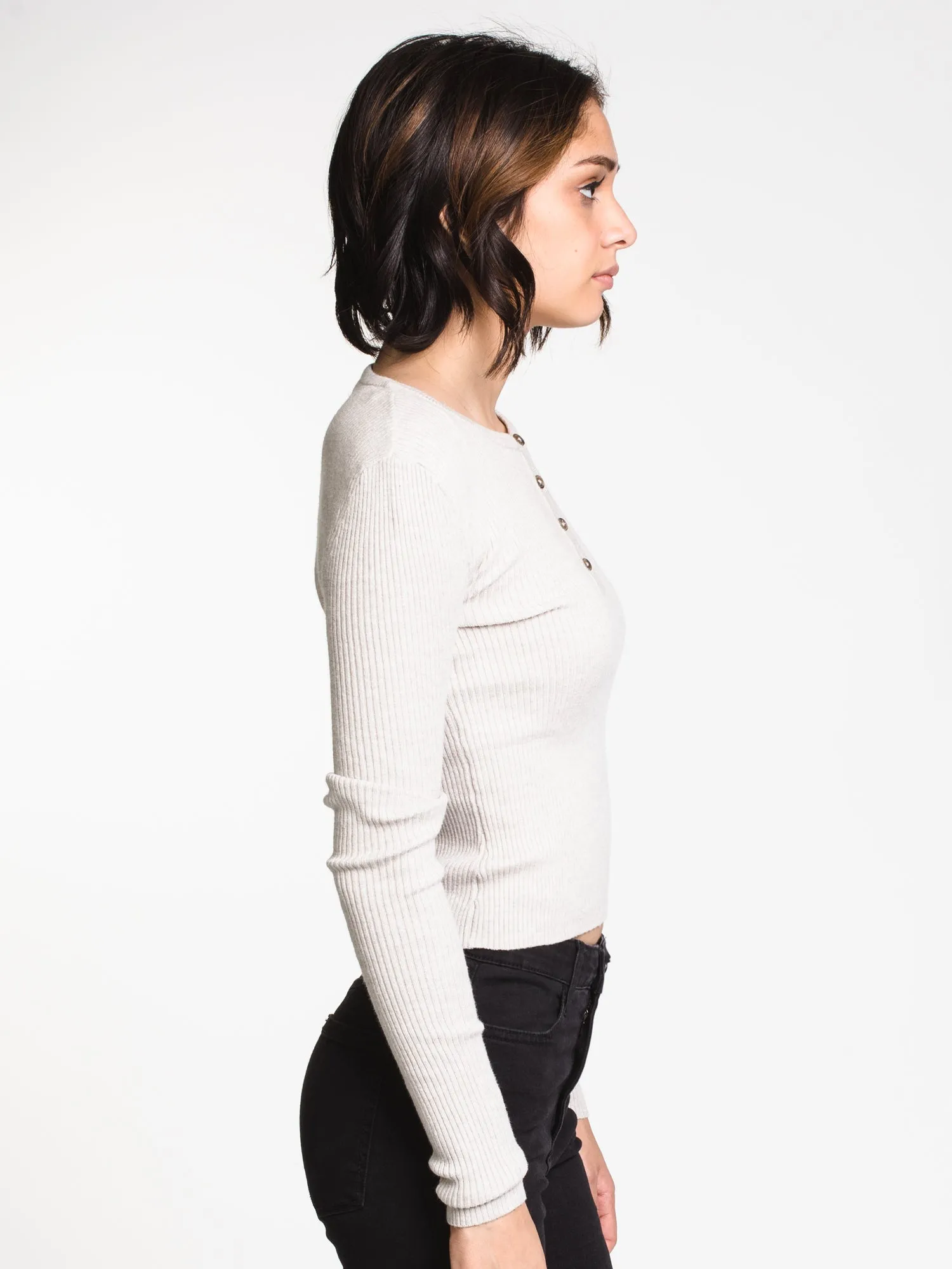 WOMENS CICI HENLEY - OATMEAL - CLEARANCE