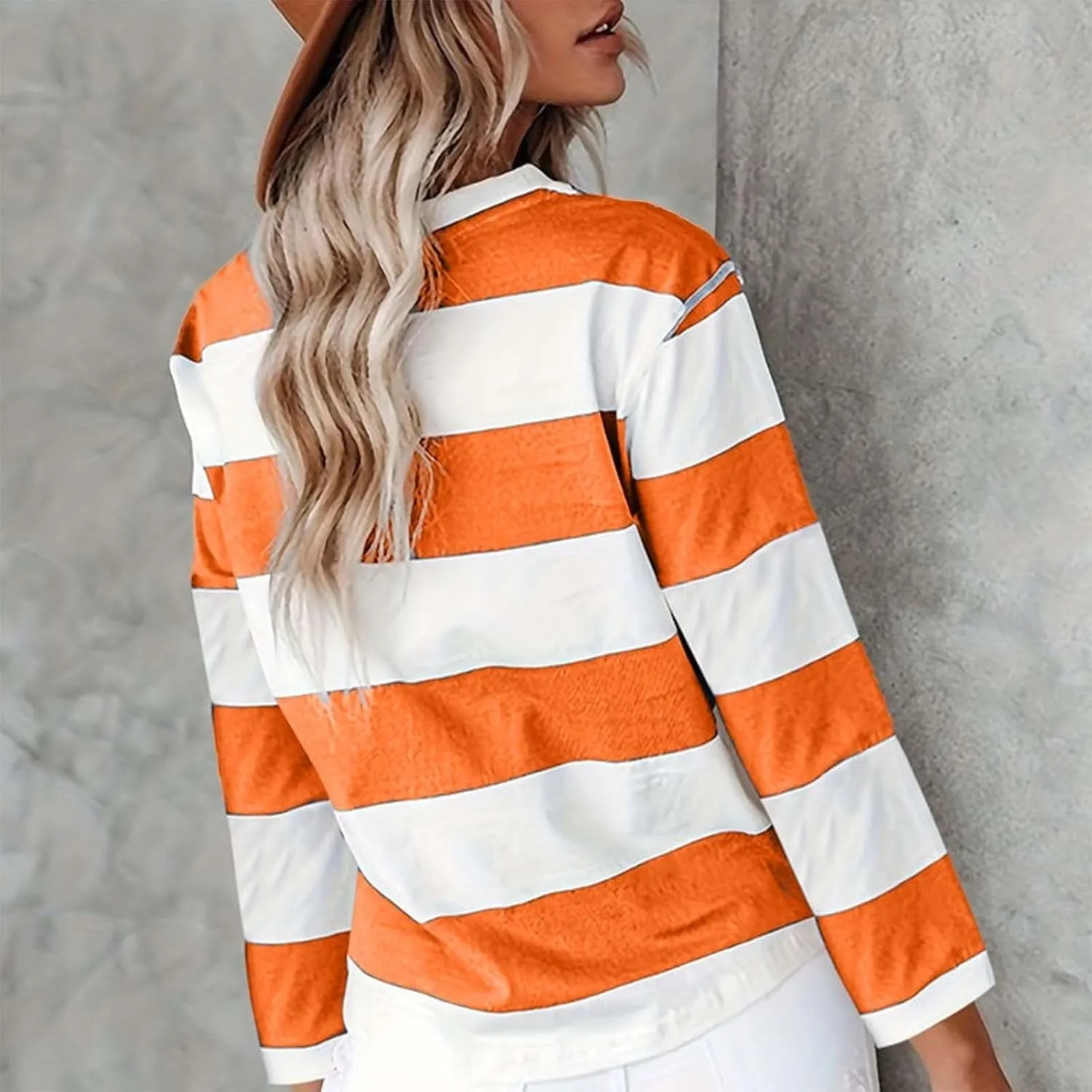 Womens Long Sleeve Shirts Striped Casual Crewneck Tops Tshirt Basic Tees Fall Fashion Clothes Trendy Outfits