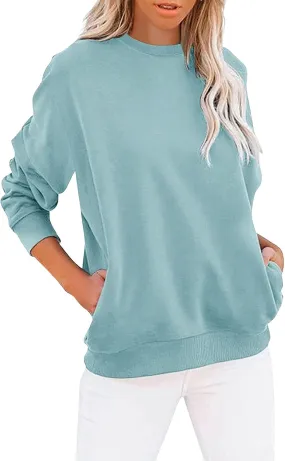 Womens Long Sleeve T Shirts Fall Fashion Tops Comfy Basic Tees Plain Tshirts Color Block Pullover Loose Tunic Tops