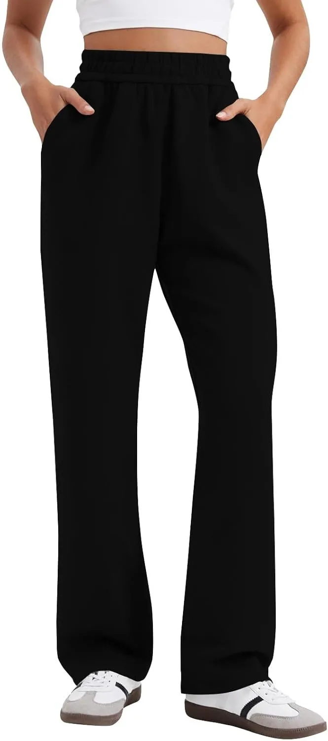 Womens Wide Leg Sweatpants Casual High Waisted Flare Sweatpants with Pocket Baggy Lightweight Yoga Pants