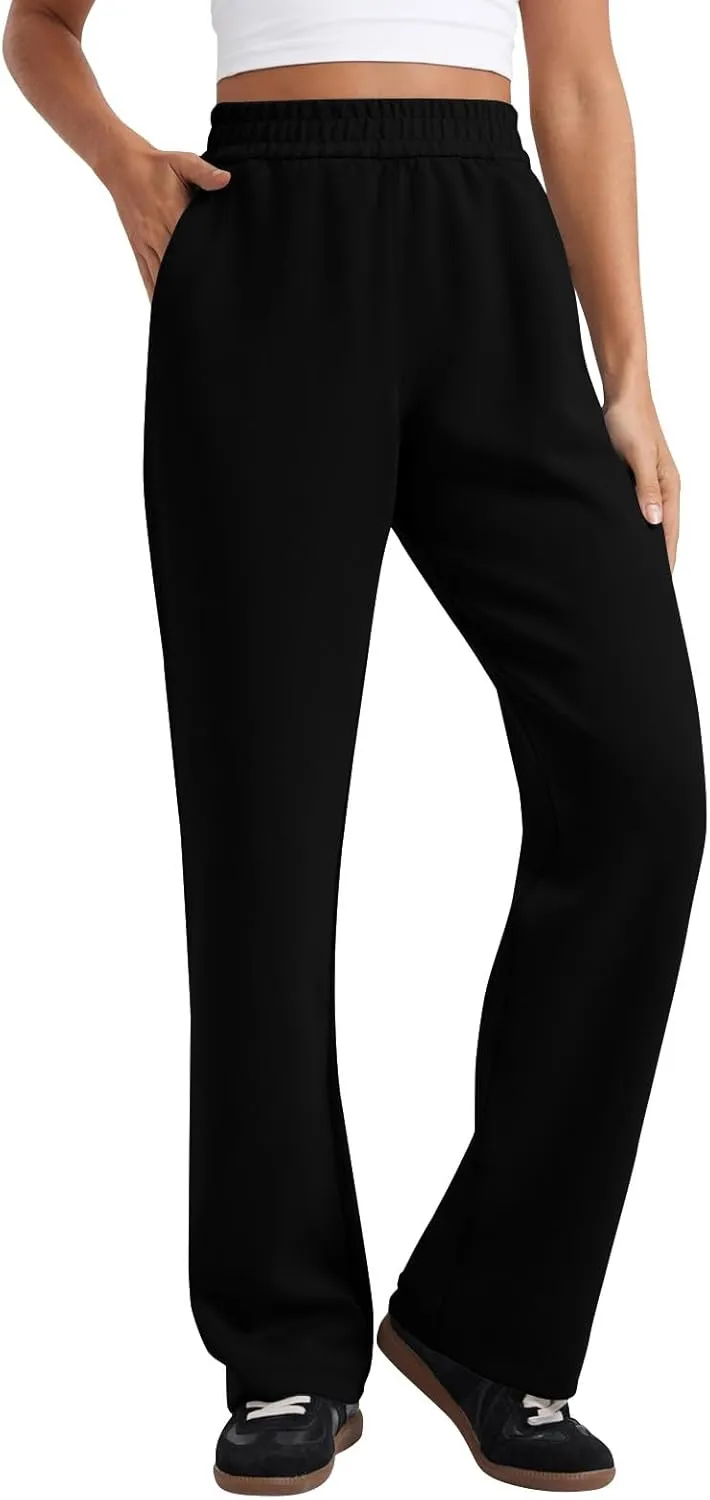 Womens Wide Leg Sweatpants Casual High Waisted Flare Sweatpants with Pocket Baggy Lightweight Yoga Pants