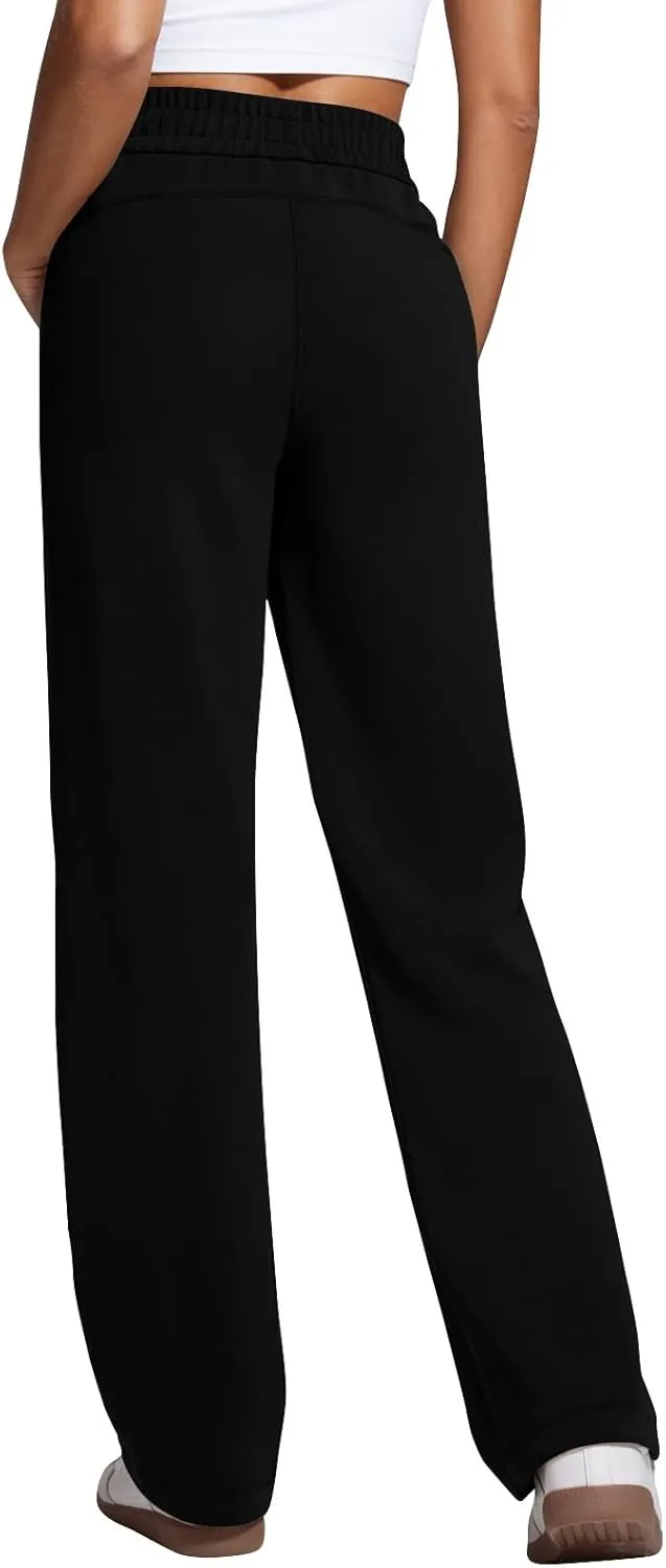 Womens Wide Leg Sweatpants Casual High Waisted Flare Sweatpants with Pocket Baggy Lightweight Yoga Pants
