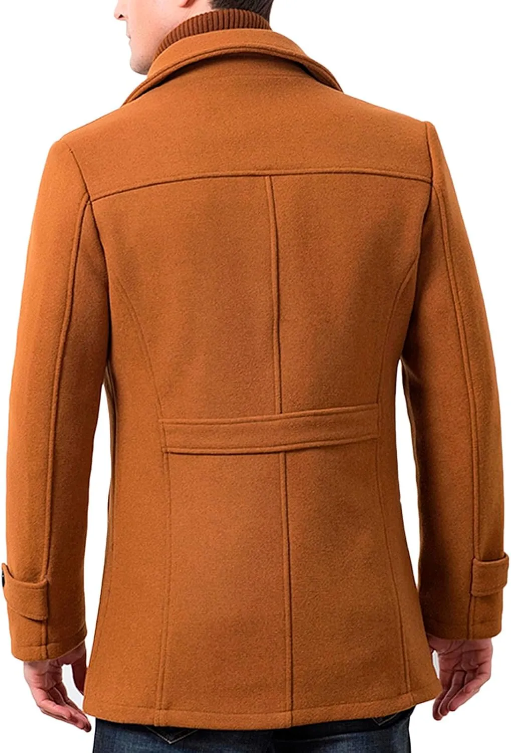 Zeiyignr Men's Winter Wool Coats Slim Fit Single Breasted Trench Jacket Woolen Pea Coat Thickened Warm Overcoat with Pockets